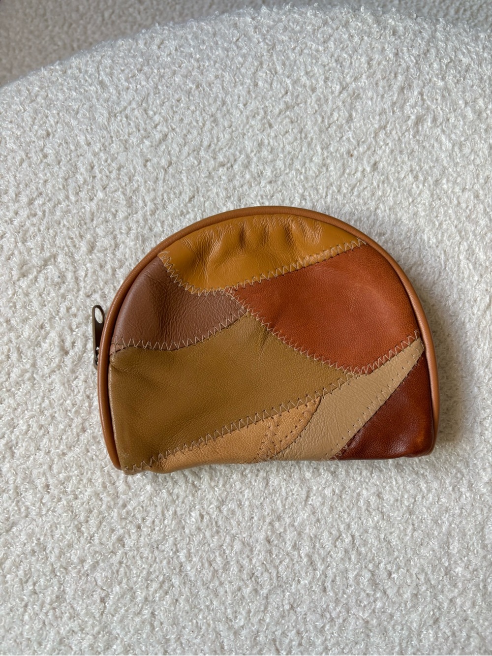 Vintage Lambskin Leather Patchwork Coin Purse Boho Retro Wallet